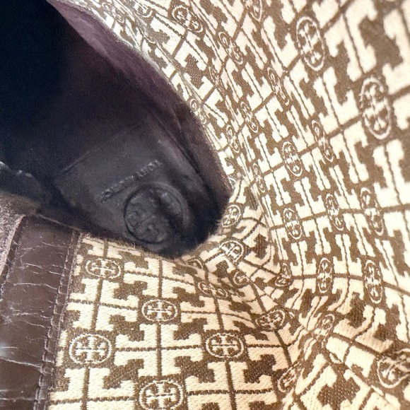 Tory Burch Jess Dark Brown Leather Knee High Riding Boots Gold Horsebit 7.5M - Picture 14 of 16